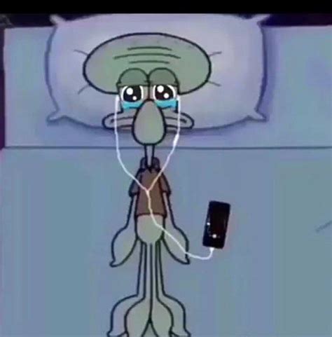 Squidward crying in bed - Squidward crying in bed Template. Caption this Meme All Meme Templates. Template ID: 401449297. Format: jpg. Dimensions: 629x639 px. Filesize: 27 KB. Uploaded by an Imgflip user 1 year ago. 